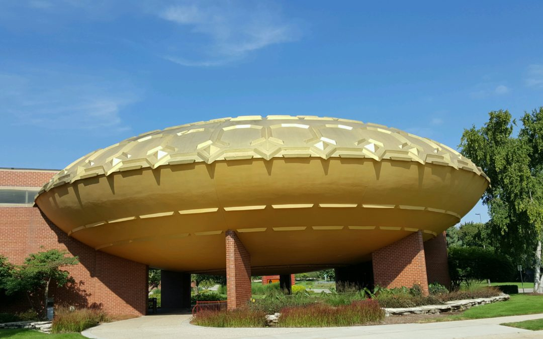 Golden Rondelle Theater at SC Johnson campus in Racine, Wisconsin – iconic modernist landmark designed for the 1964 World’s Fair
